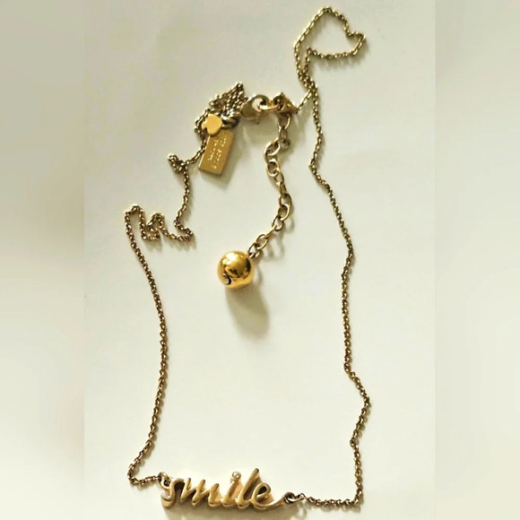 Kate Spade Say yes collection " Smile" gold necklace pendant - Picture 3 of 8